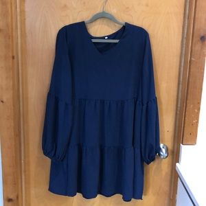 Blue ruffle lightweight dress